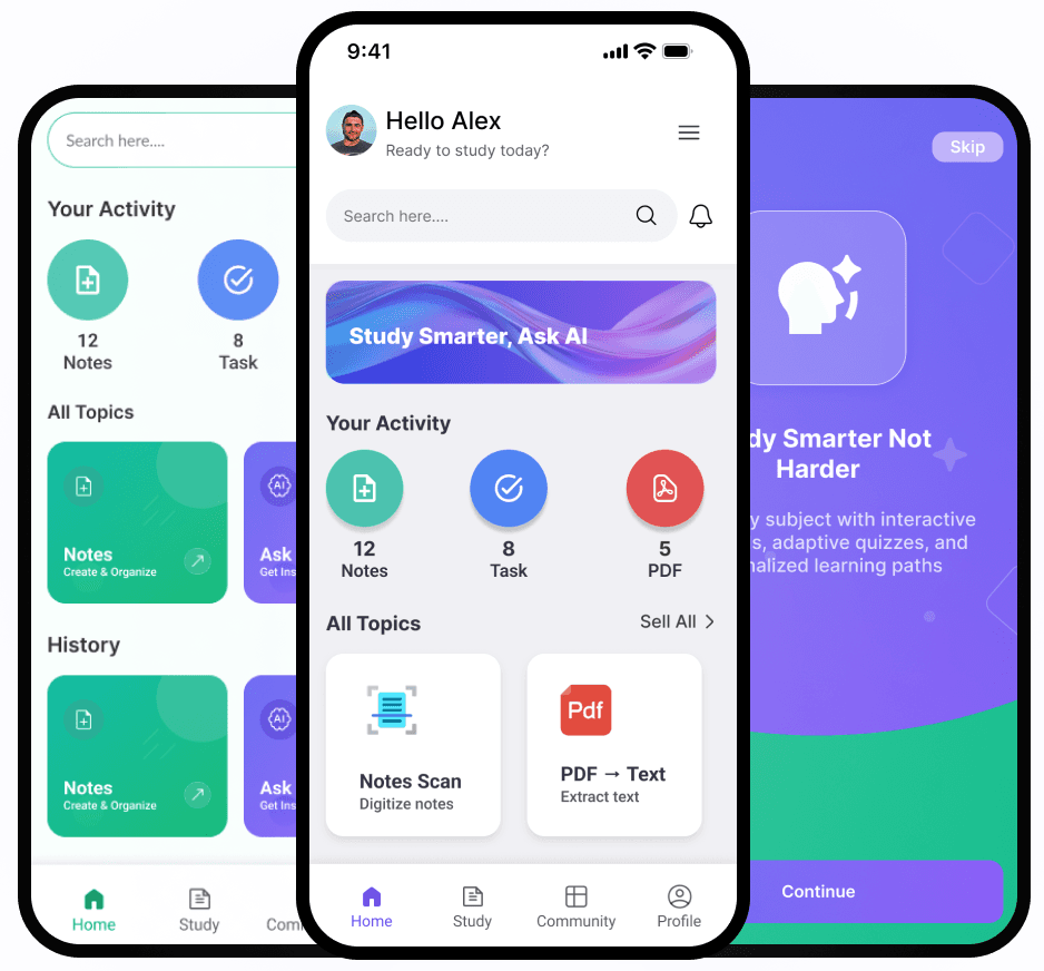 Deep Study AI app screens